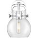 Pilaster II Sphere Sconce Wall Light in Polished Chrome, Clear Glass
