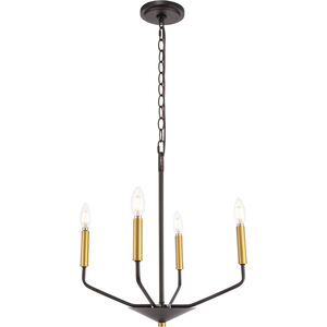 Geneseo 4 Light 18 inch Black and Brass Pendant Ceiling Light