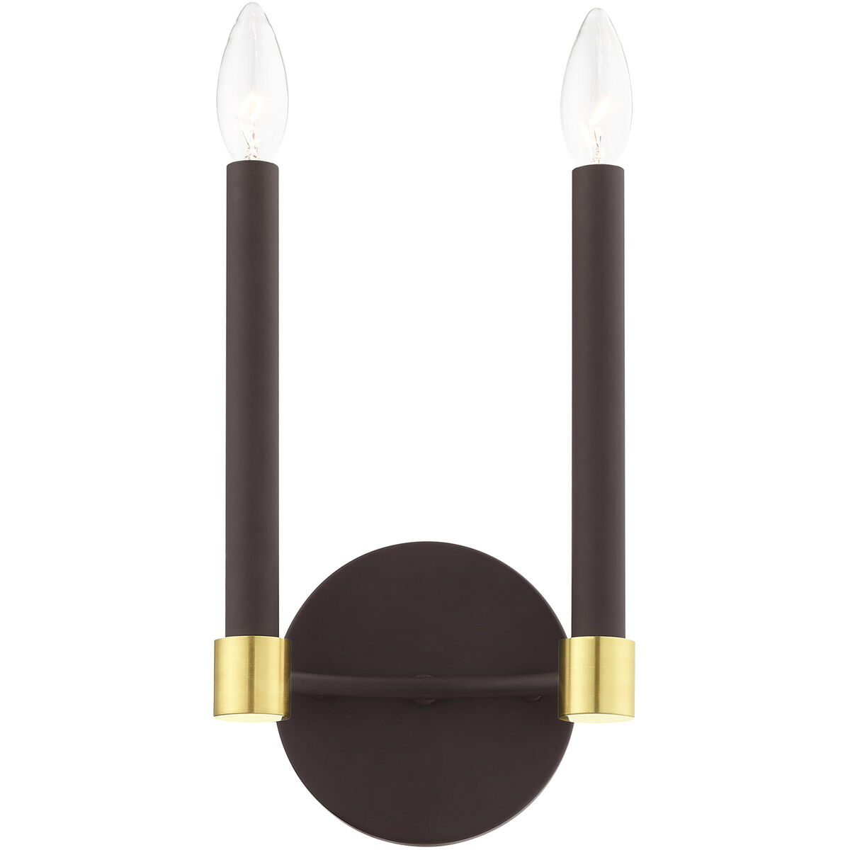 Karlstad 2 Light 7 inch Bronze with Satin Brass Accents ADA Sconce Wall Light