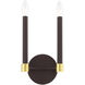 Karlstad 2 Light 7 inch Bronze with Satin Brass Accents ADA Sconce Wall Light