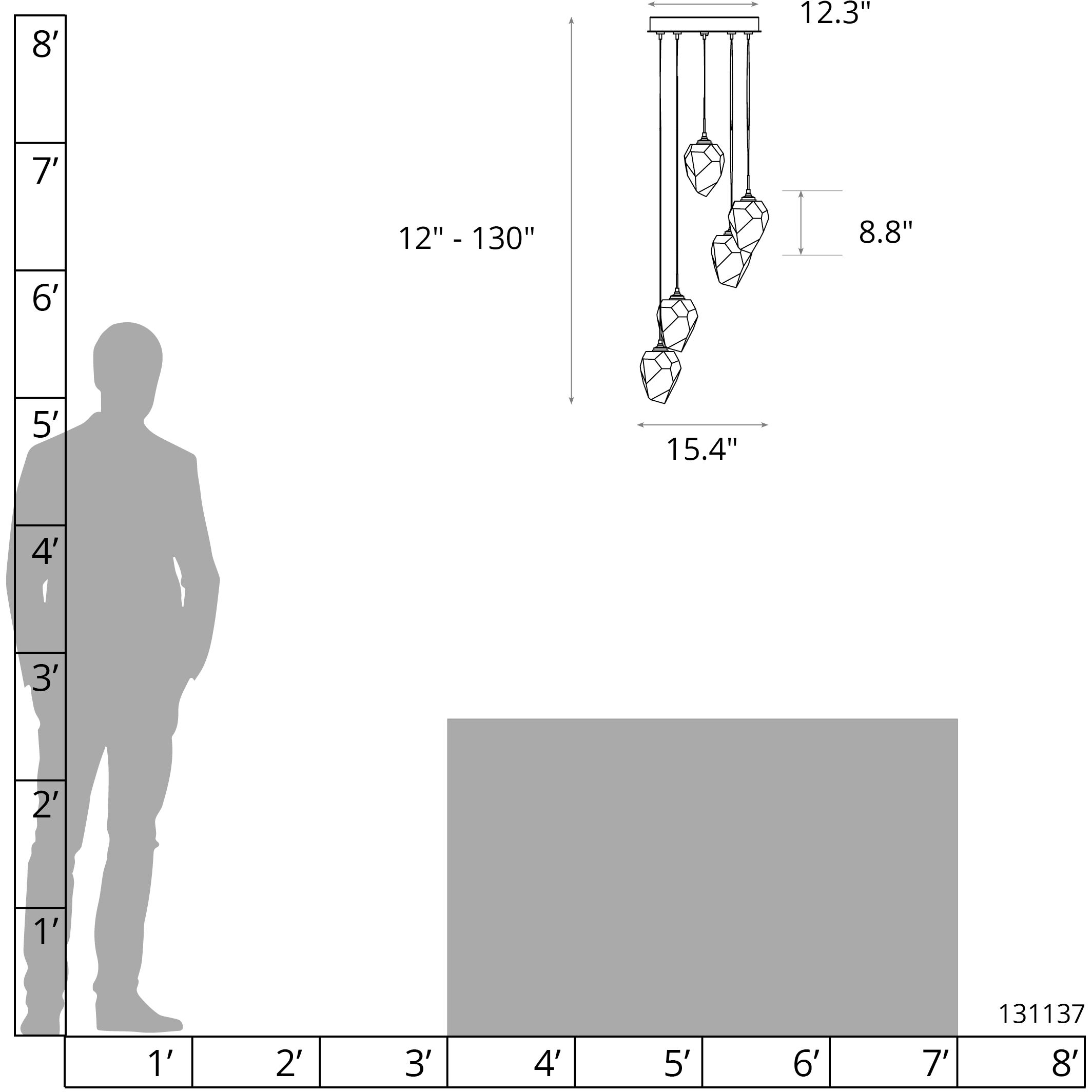 Chrysalis 5 Light 15.4 inch Natural Iron Pendant Ceiling Light in White Crystal, Small