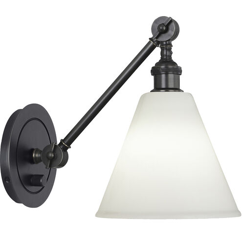 Alloy 20.25 inch 60.00 watt Deep Patina Bronze Swing Arm Wall Sconce Wall Light in Cased White Glass