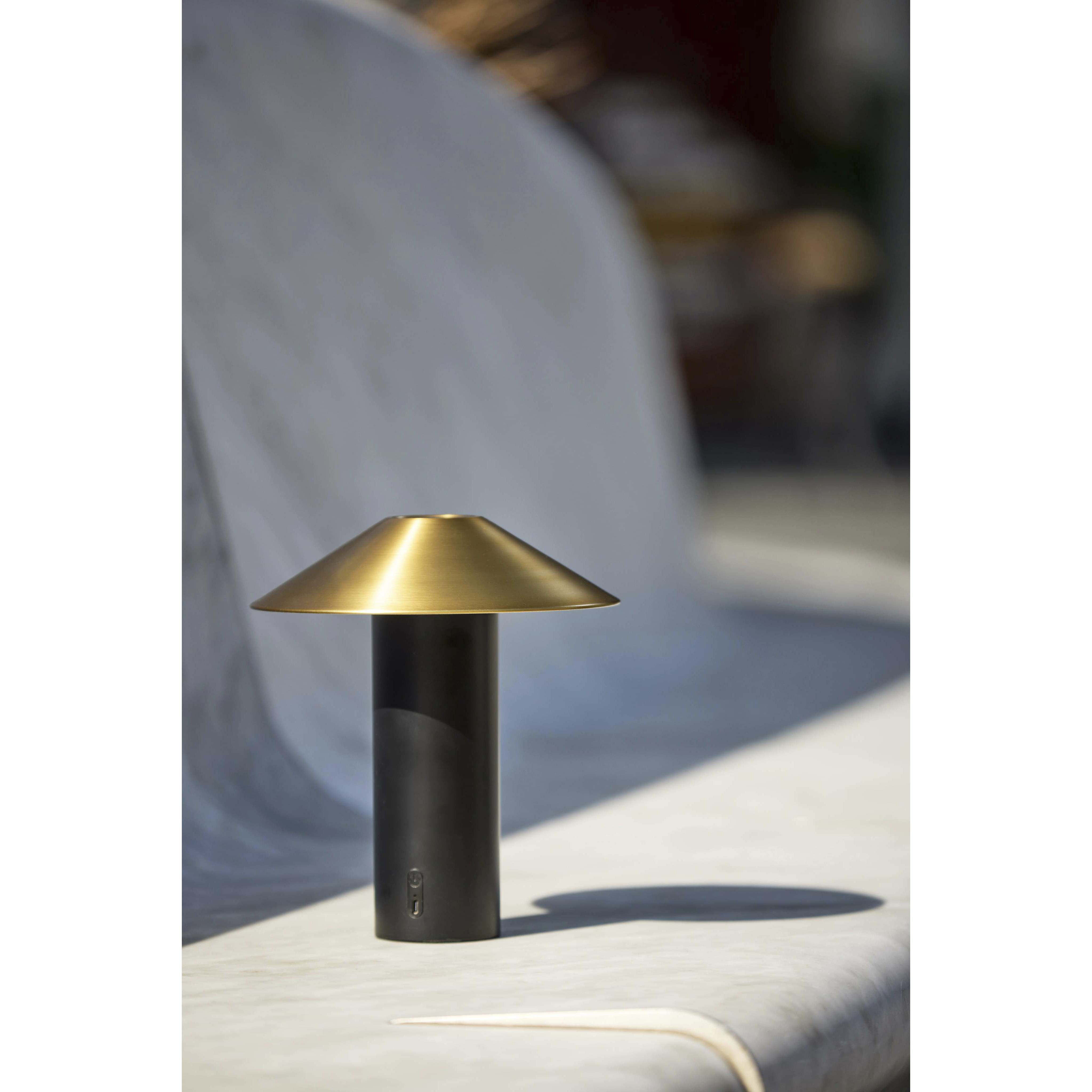 Pina 10.5 inch 4.00 watt Black with Antique Brass Accents Cordless Table Lamp Portable Light, ADS360