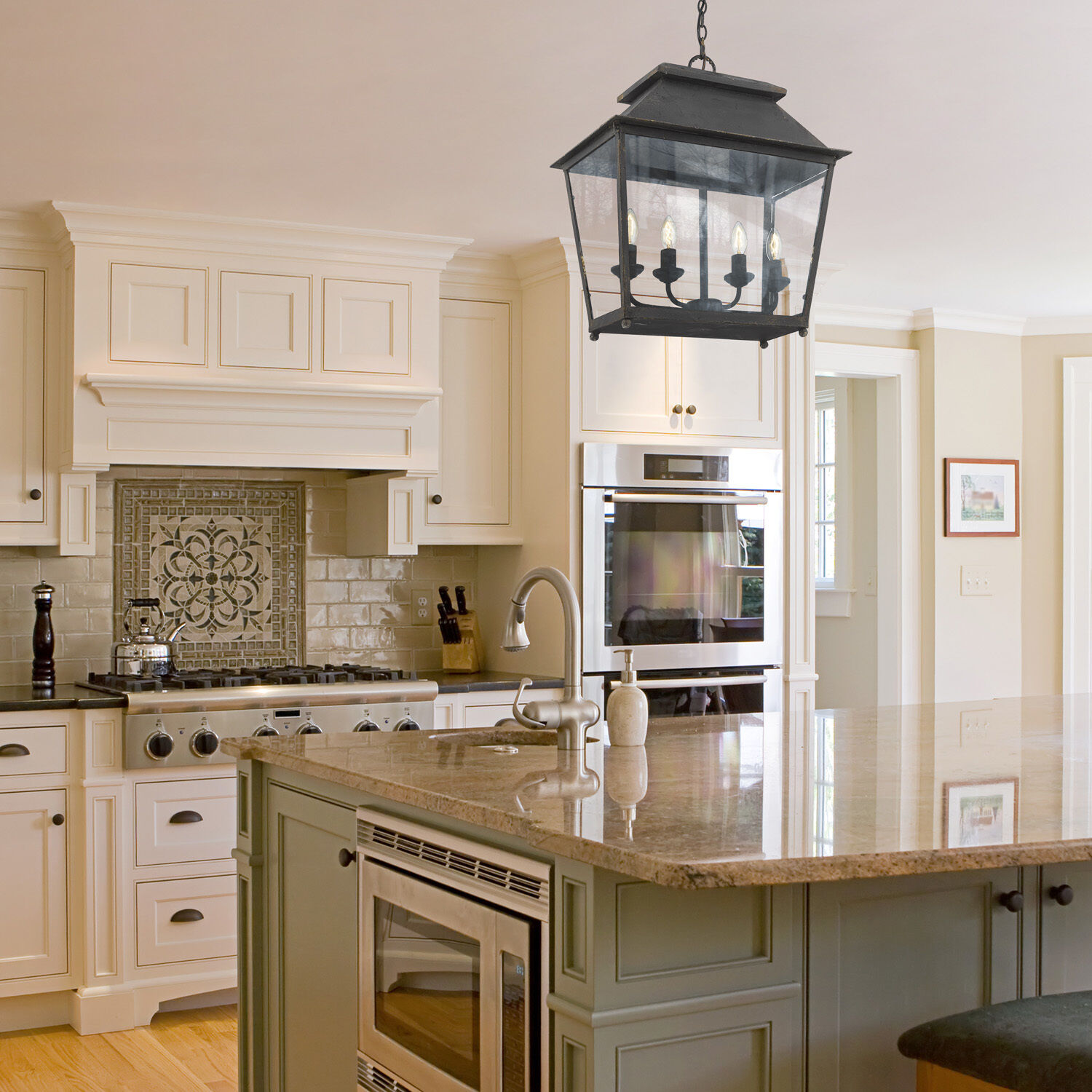 Abingdon 4 Light 21.25 inch Antique Black Iron Pendant Ceiling Light