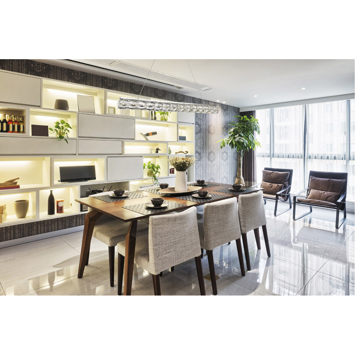 Valetta LED 43 inch Chrome Chandelier Ceiling Light