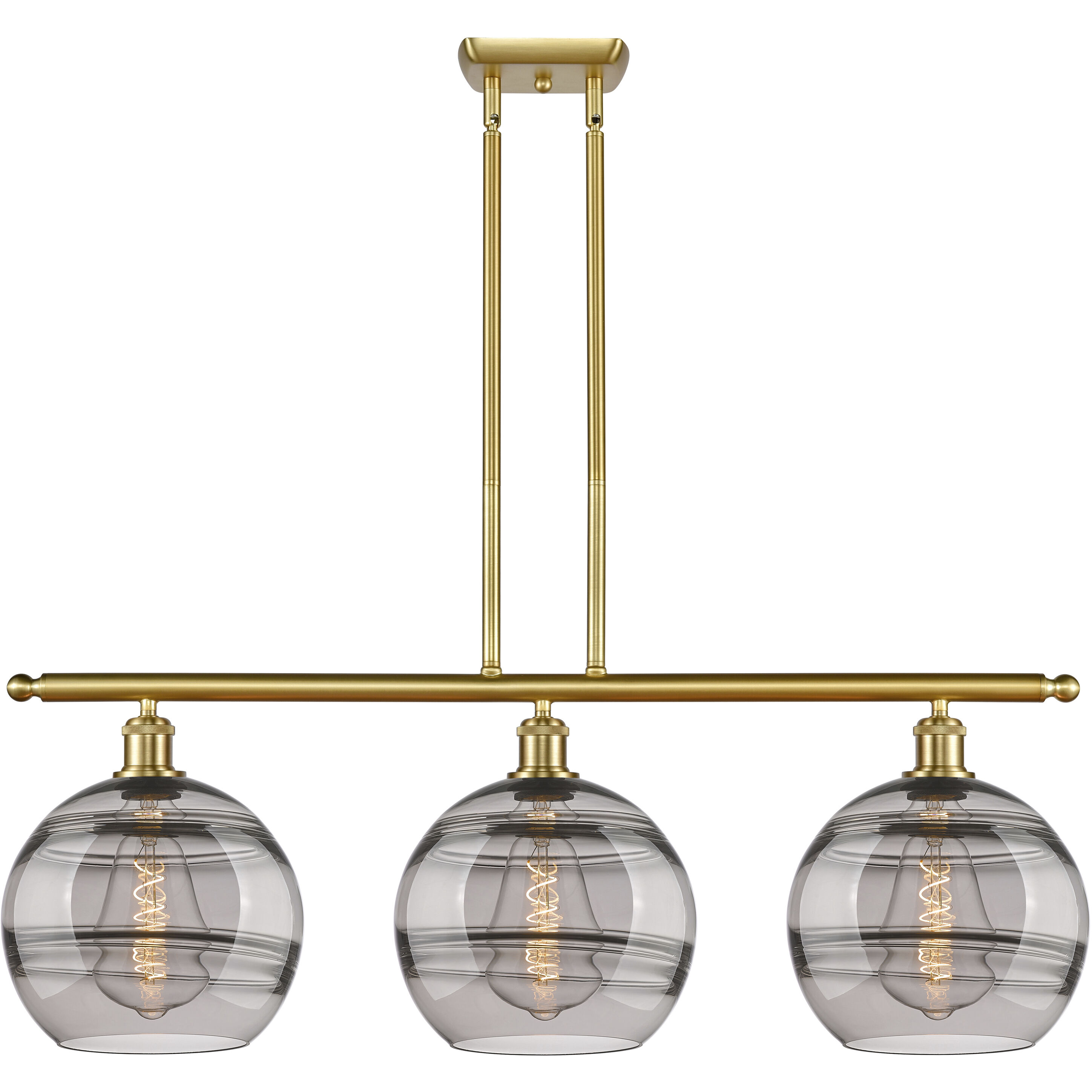 Ballston Rochester 3 Light 36.5 inch Satin Gold Stem Hung Island Light Ceiling Light