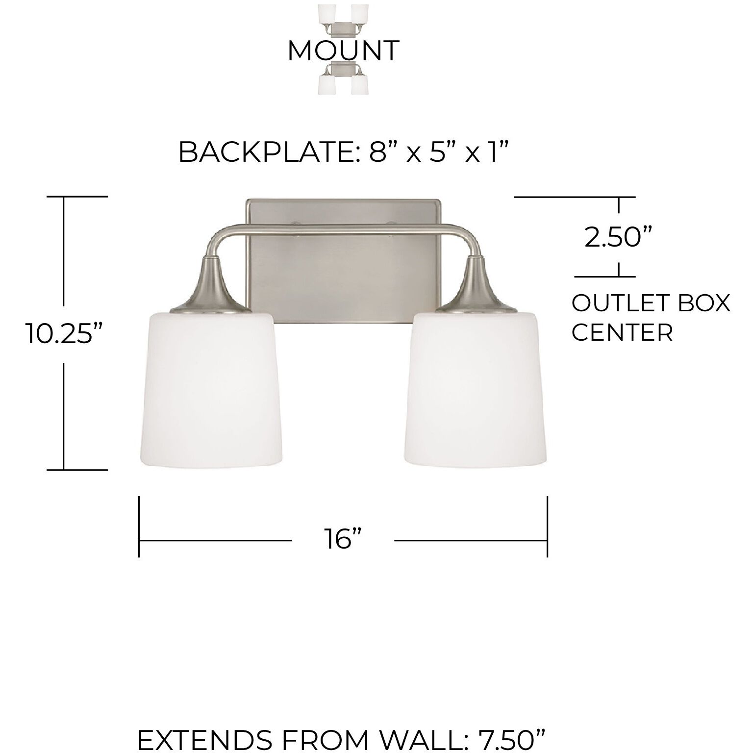 Presley 2 Light 16 inch Brushed Nickel Vanity Light Wall Light