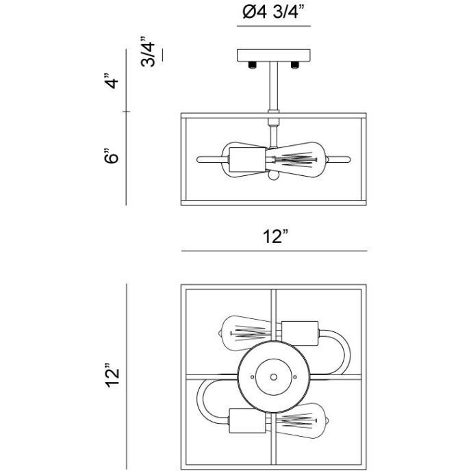 Candid 2 Light 12 inch Rusty Black Flush Mount Ceiling Light