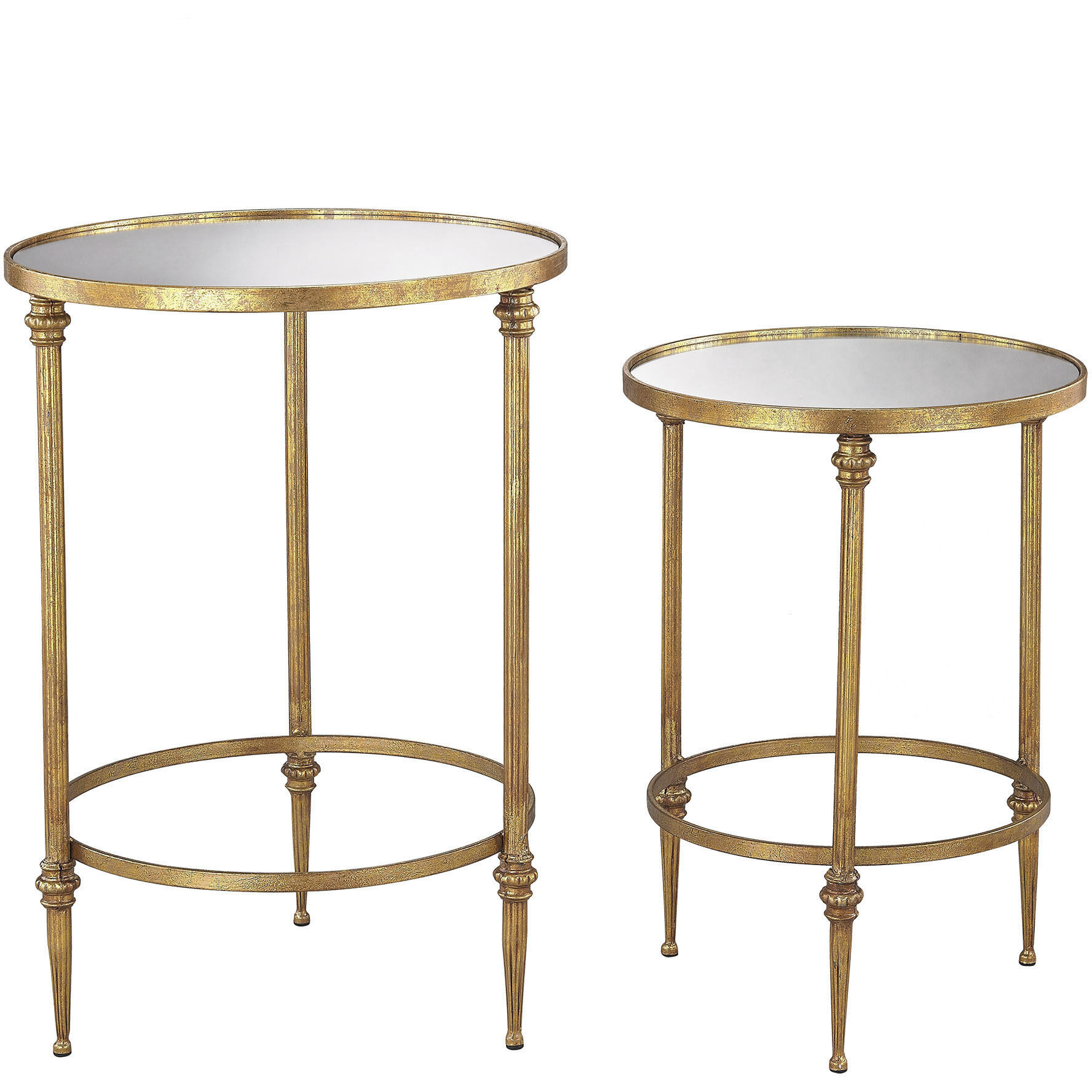 Alcazar 25 X 18 inch Antique Gold with Mirror Accent Table, Set of 2