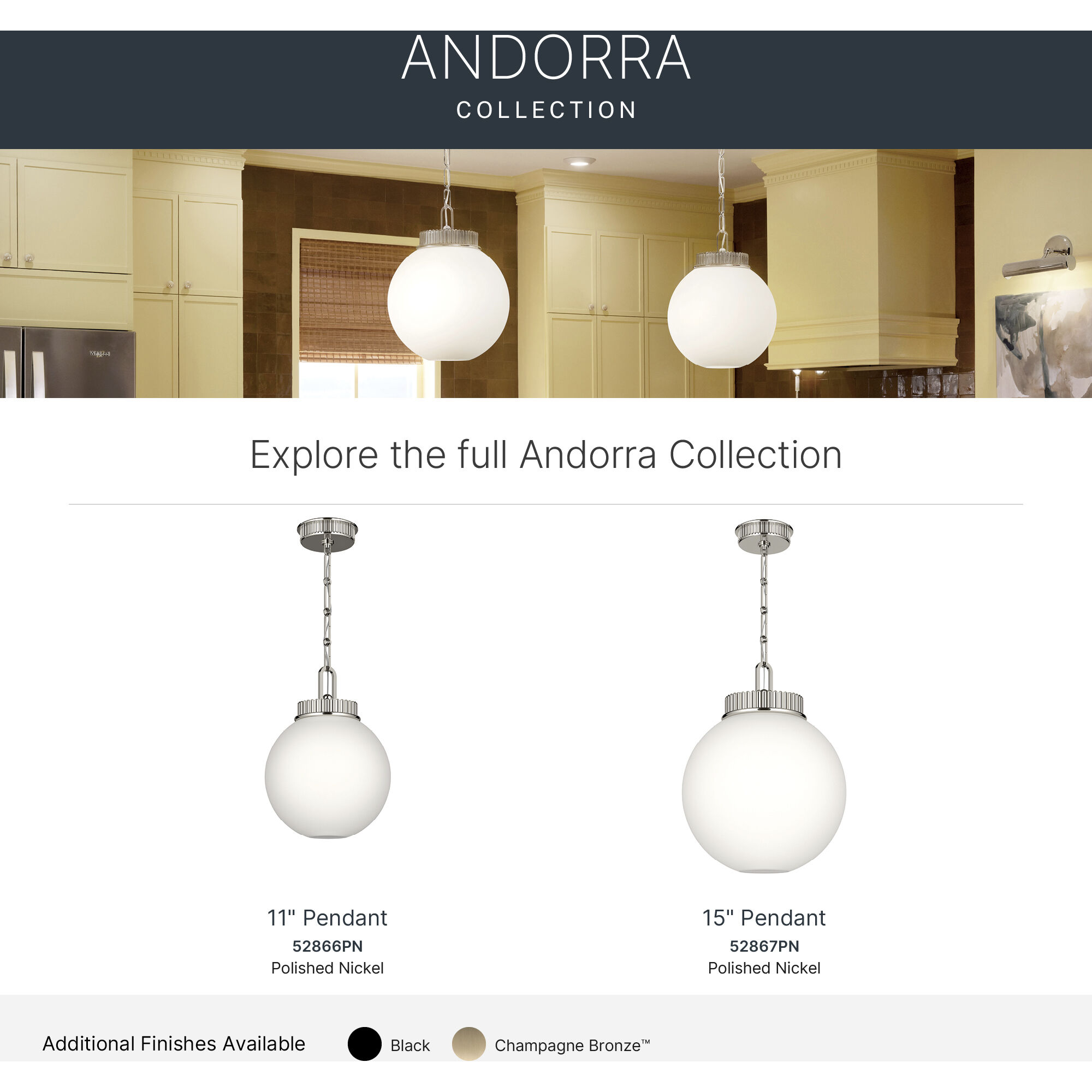 Andorra 1 Light Polished Nickel Pendant Ceiling Light