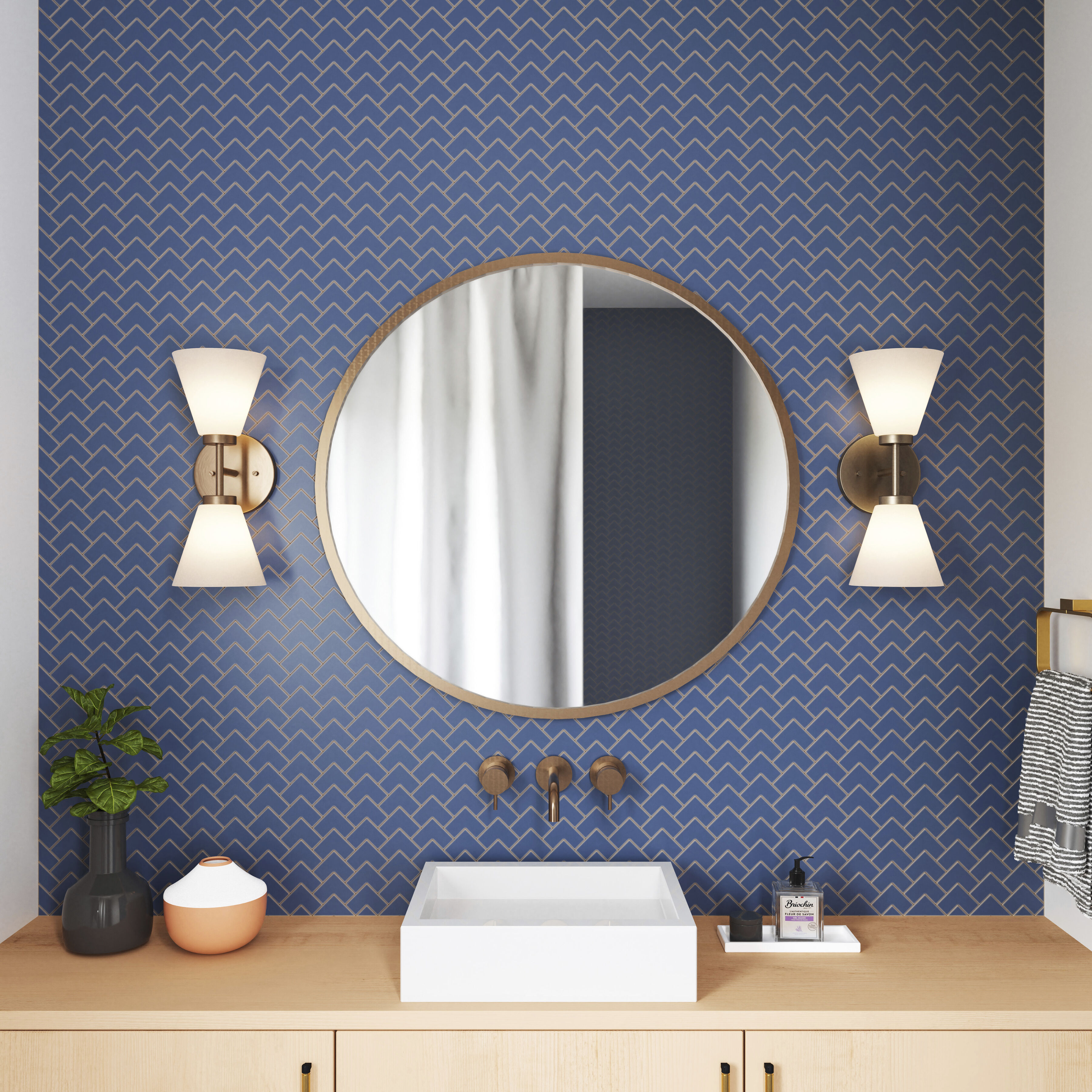 Houghton Vanity Light Wall Light in Brushed Gold