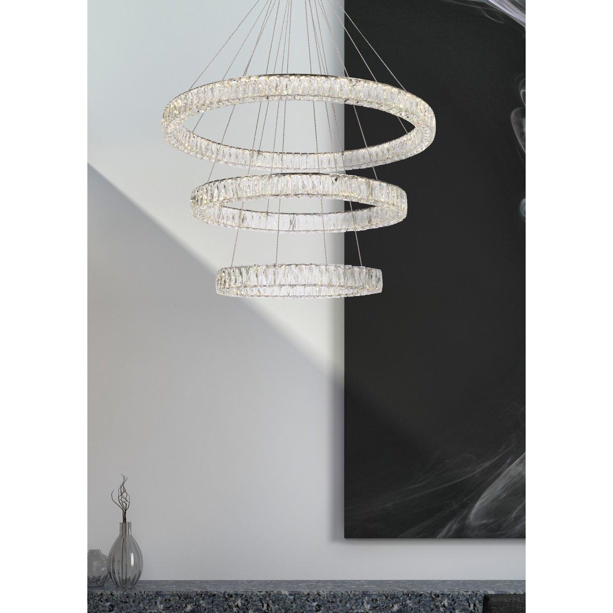 Monroe 3 Light 41 inch Chrome Chandelier Ceiling Light