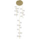 Hampton LED 26 inch Brushed Brass Multi Port Pendant Ceiling Light in White Glass
