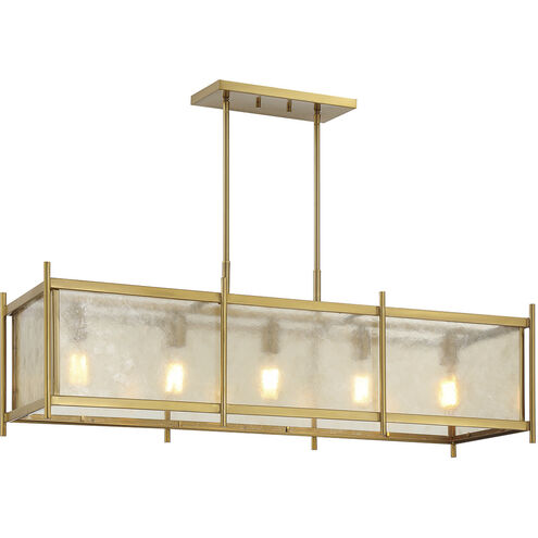 Jacobs 5 Light 40 inch Warm Brass Linear Chandelier Ceiling Light