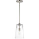 Hudson 1 Light 7.75 inch Satin Nickel Single Pendant Ceiling Light in Clear