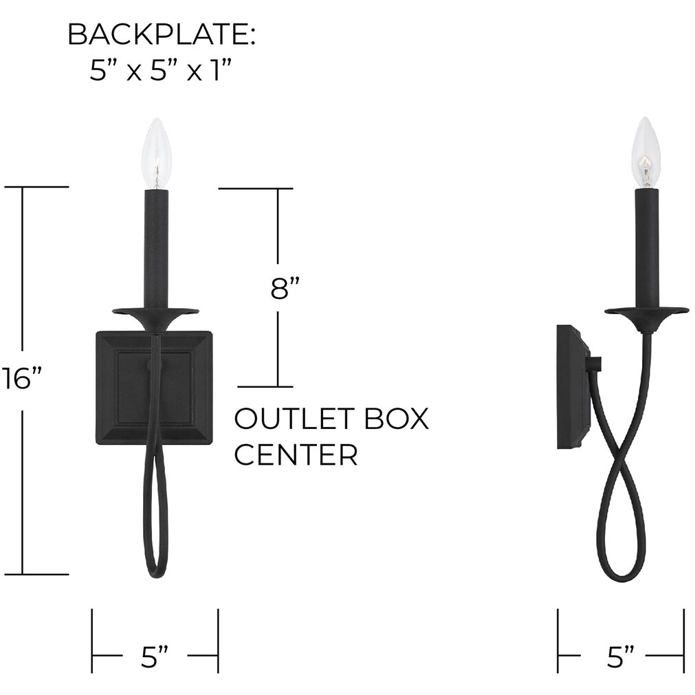 Vincent 1 Light 5 inch Black Iron Sconce Wall Light