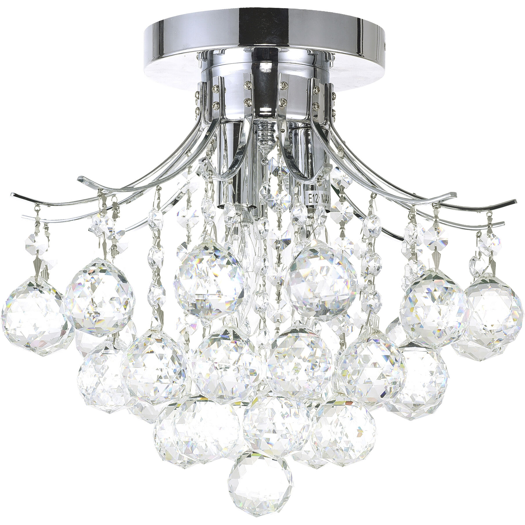 Princess 3 Light 12 inch Chrome Flush Mount Ceiling Light