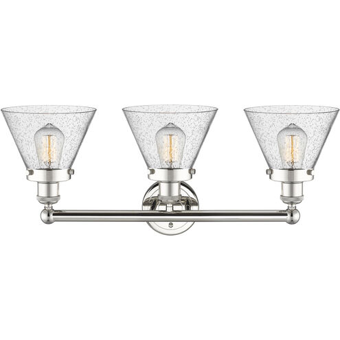 Cone 3 Light 24.5 inch Polished Nickel Bath Vanity Light Wall Light in Seedy
