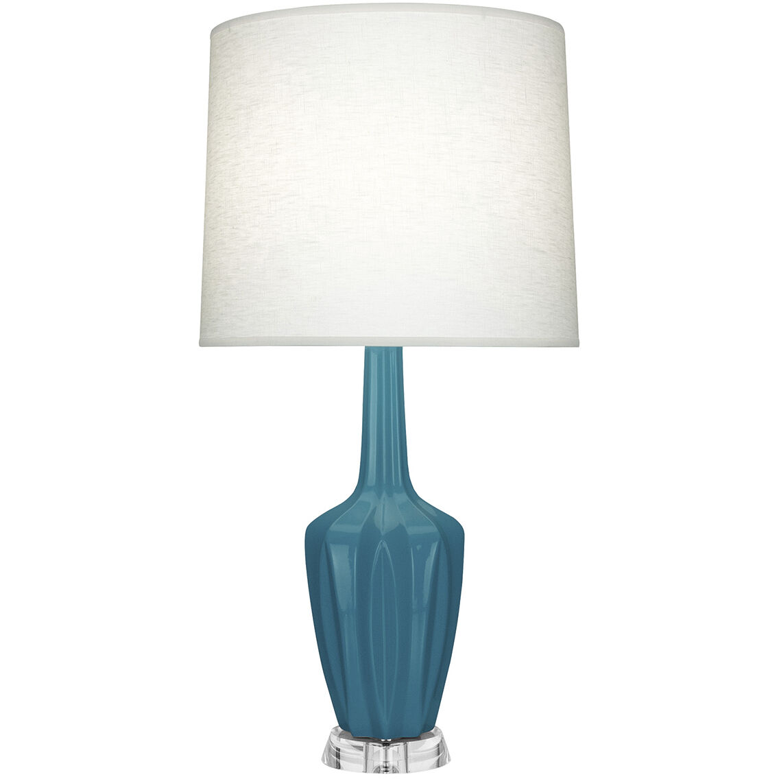 Small Emma 30 inch 150 watt Peacock Glazed Ceramic with Polished Nickel and Lucite Accent Lamp Portable Light