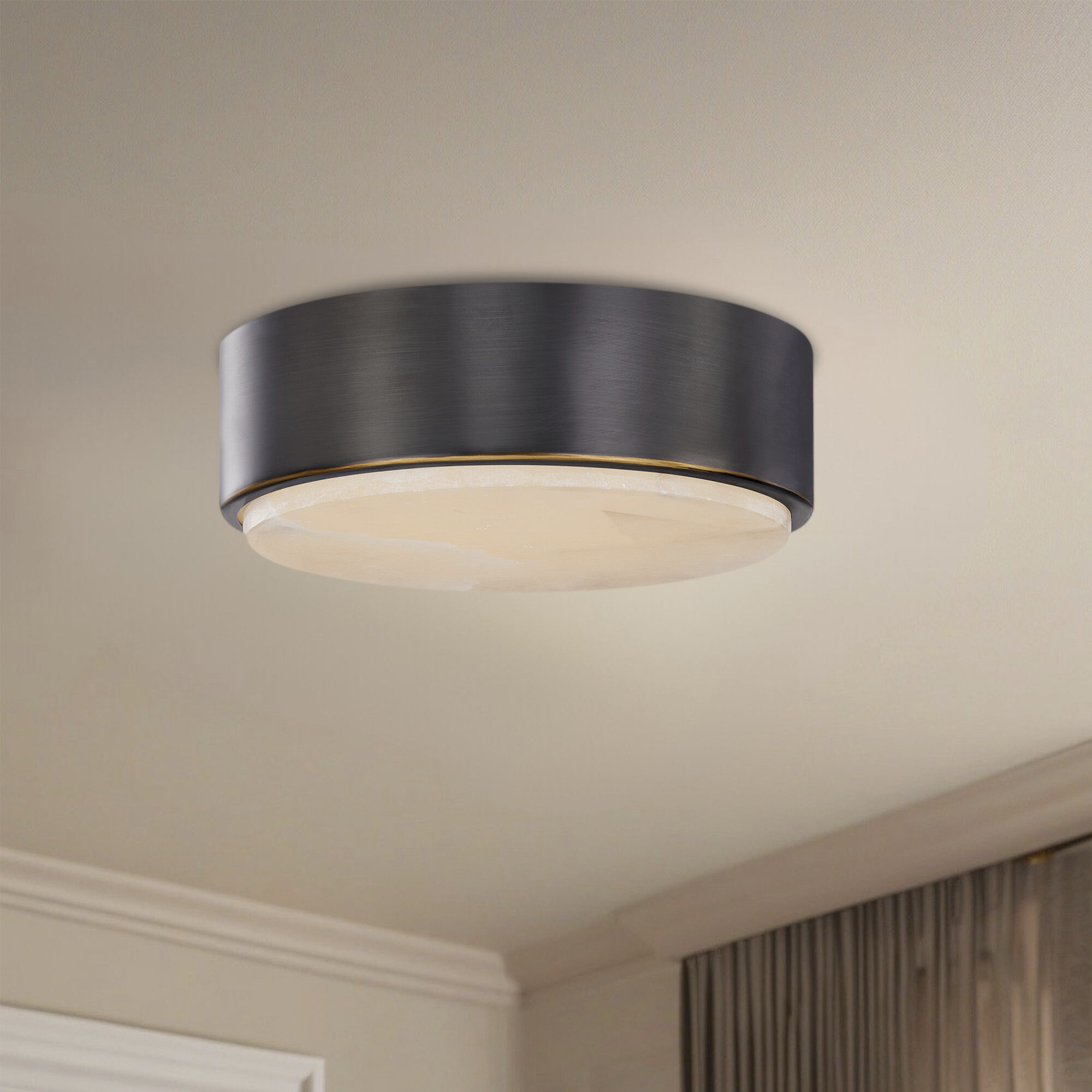 Blanco LED 7.88 inch Urban Bronze/Alabaster Flush Mount Ceiling Light