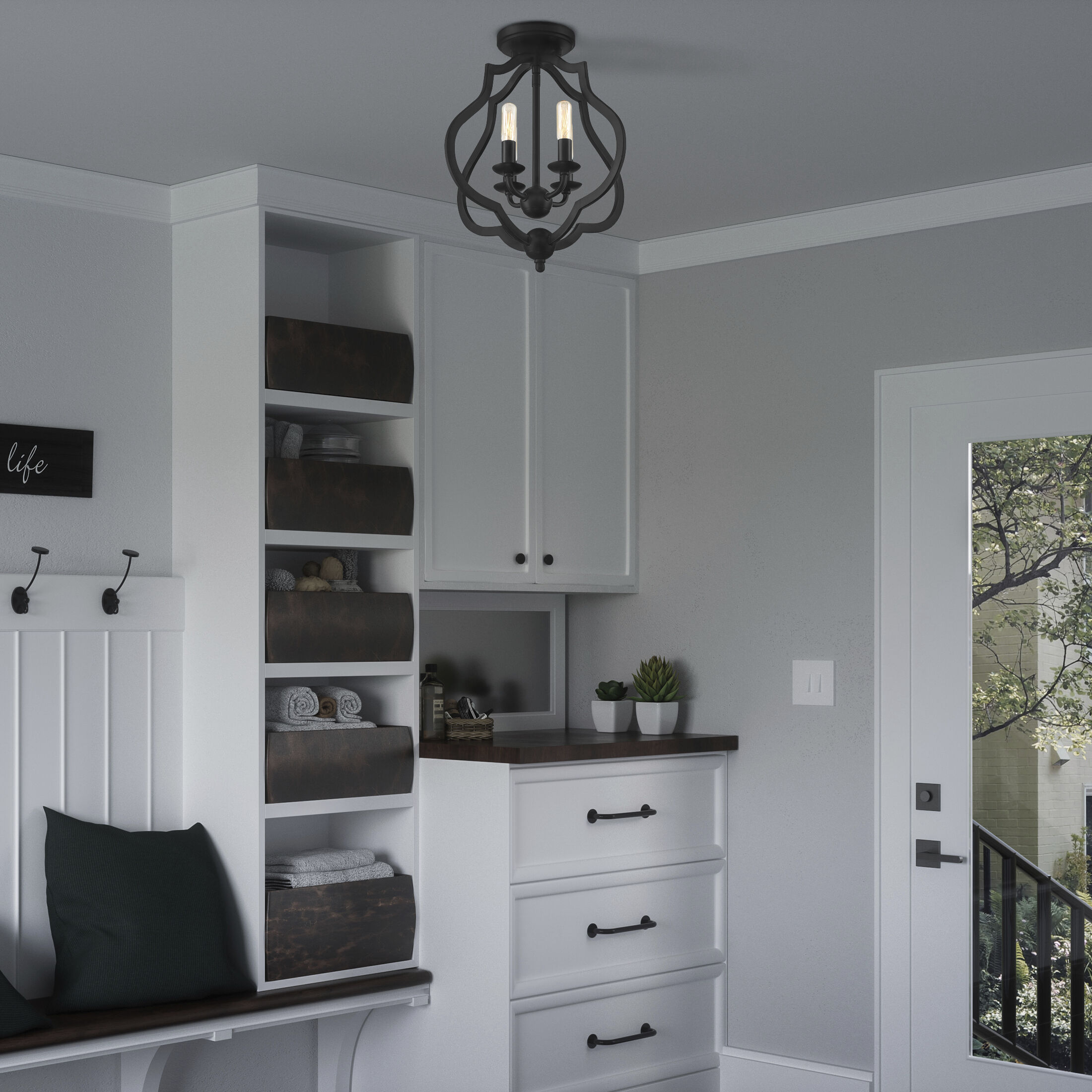 O'Keefe 4 Light 15 inch Matte Black Semi-Flush Mount Ceiling Light