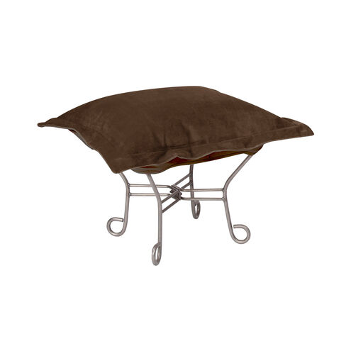 Puff 18 inch Titanium Frame with Bella Chocolate Scroll Ottoman with Cover
