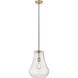Fairfield 1 Light 12 inch Brushed Brass Mini Pendant Ceiling Light in Seedy Glass