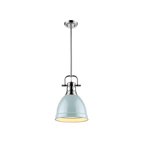 Duncan 1 Light 9 inch Chrome Mini Pendant Ceiling Light in Seafoam, Small