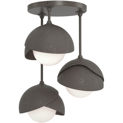 Brooklyn 3 Light 12 inch Dark Smoke and Dark Smoke Semi-Flush Ceiling Light