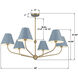 Xavier 6 Light 40 inch Vibrant Gold Chandelier Ceiling Light in Vibrant Gold and Blue