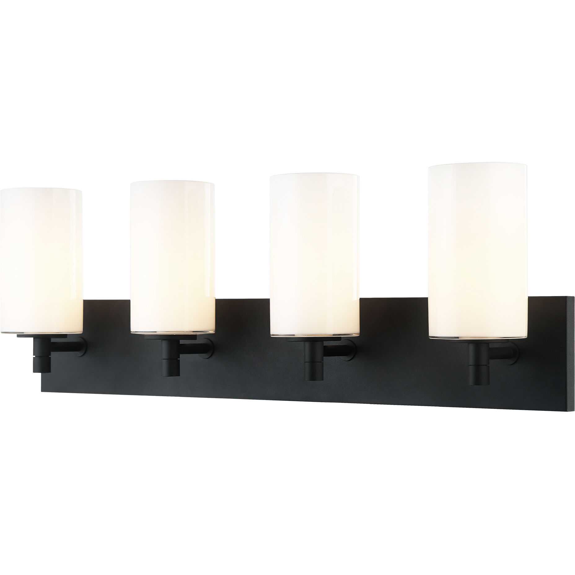Candela 4 Light 29.13 inch Matte Black Wall Sconce Wall Light in Matte Black and Opal Glass