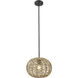 Berkshire 1 Light 15 inch Black Metal with Natural Seagrass Pendant Ceiling Light