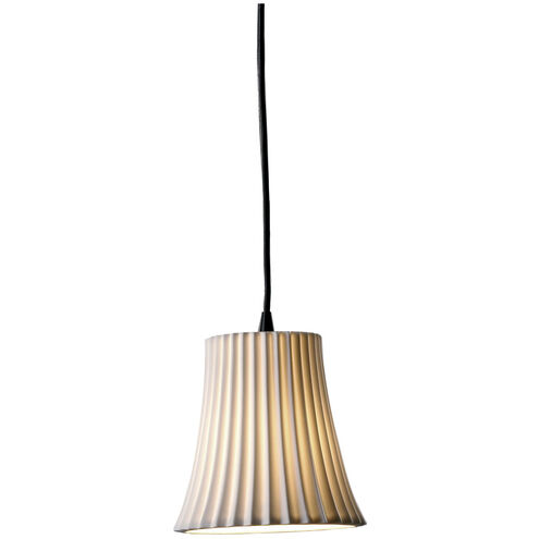 Limoges 1 Light 6 inch Matte Black Pendant Ceiling Light in Cord, Pleats, Round Flared