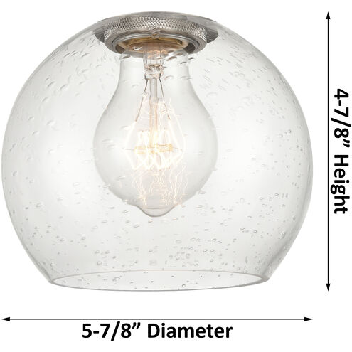 Crown Point 1 Light 5.88 inch Satin Nickel Flush Mount Ceiling Light in Seedy Glass