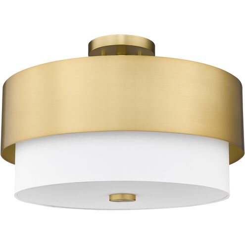 Counterpoint 3 Light 18 inch Modern Gold Semi Flush Mount Ceiling Light
