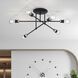 Delacroix 6 Light 28 inch Black with Brushed Nickel Accents Semi-Flush Ceiling Light