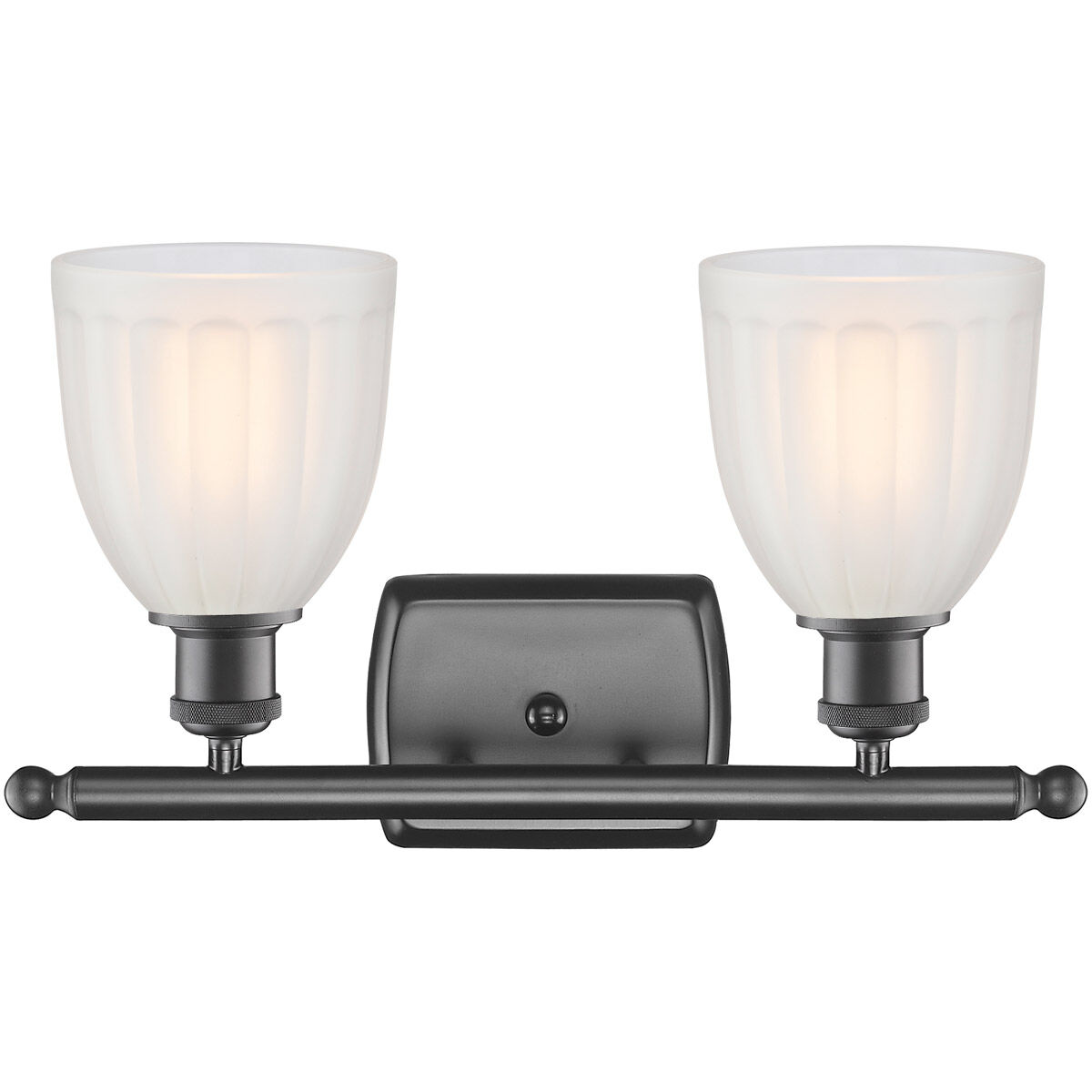 Ballston Brookfield 2 Light 16 inch Oil Rubbed Bronze Bath Vanity Light Wall Light in White Glass, Ballston