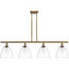 Ballston Ballston Dome LED 48 inch Brushed Brass Island Light Ceiling Light in Clear Glass