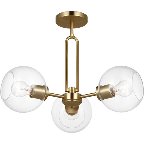 Codyn 3 Light 22 inch Satin Brass Semi-Flush Convertible Pendant Ceiling Light