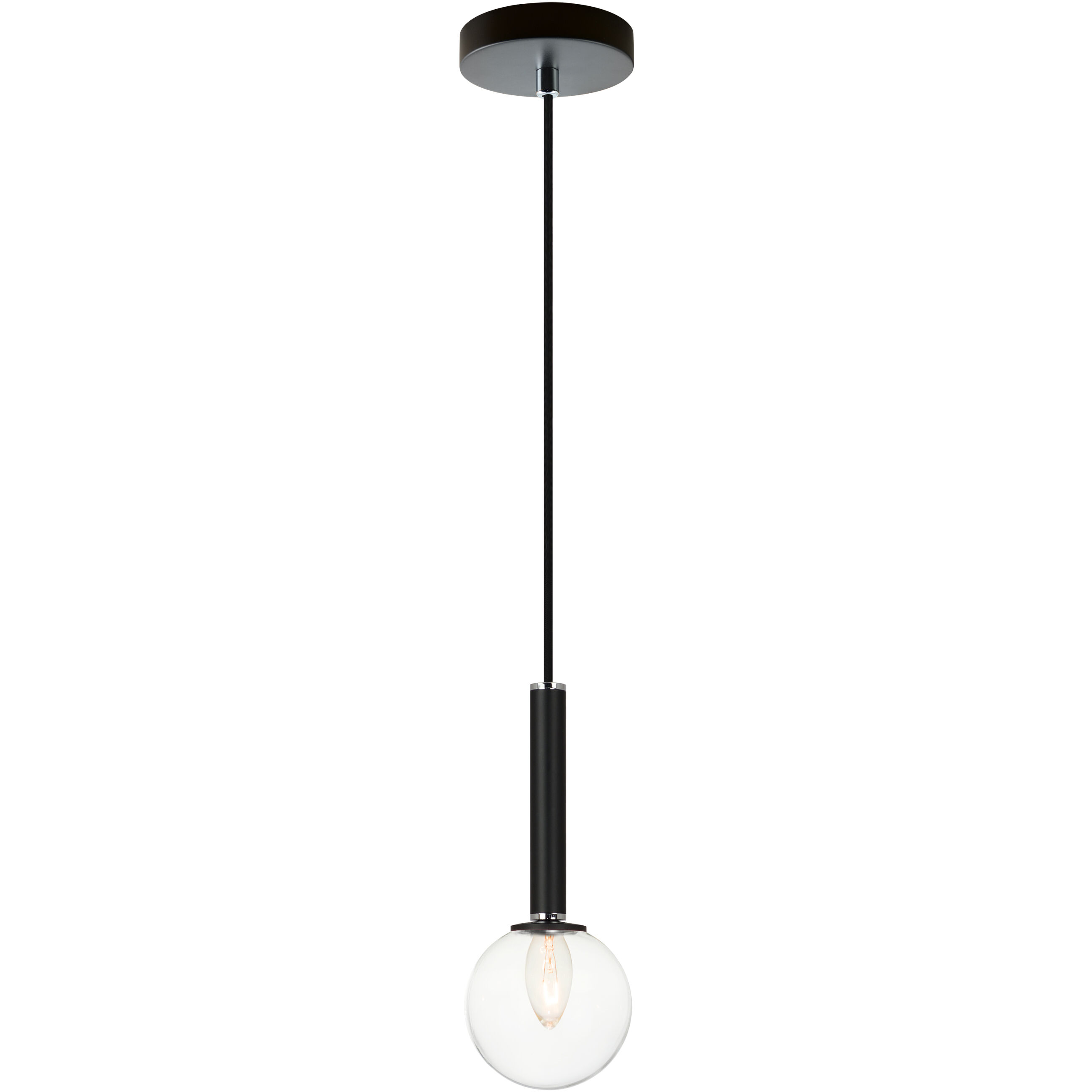 Stellar 1 Light 4.38 inch Black Pendant Ceiling Light in Black and Clear
