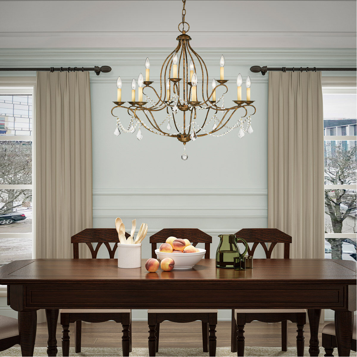 Chesterfield 12 Light 34 inch Hand Applied Venetian Golden Bronze Chandelier Ceiling Light