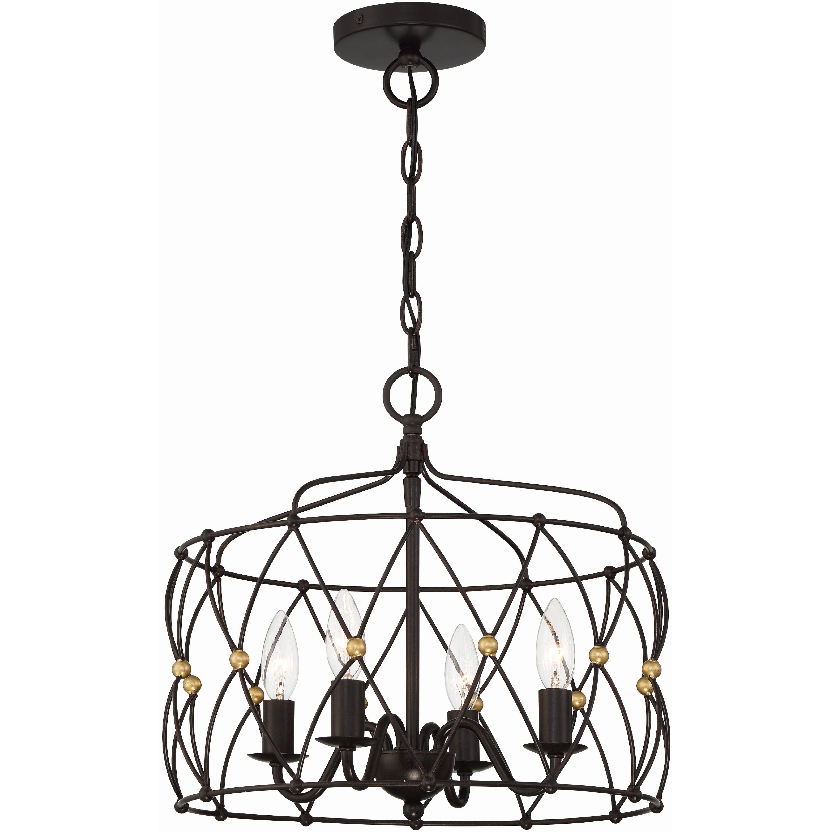 Zucca 4 Light 16.5 inch English Bronze and Antique Gold Lantern Chandelier Ceiling Light