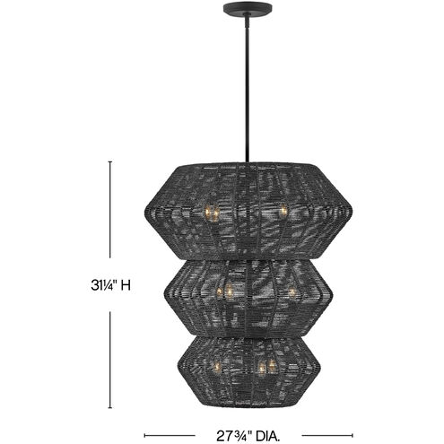 Lisa McDennon Luca 10 Light 27.75 inch Black Chandelier Ceiling Light, Multi Tier