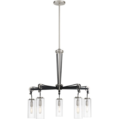 Pullman Junction 5 Light 28 inch Coal / Brushed Nickel Chandelier Ceiling Light