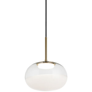 Jayce LED 11 inch Aged Gold Brass Pendant Ceiling Light in Aged Gold Brass and White