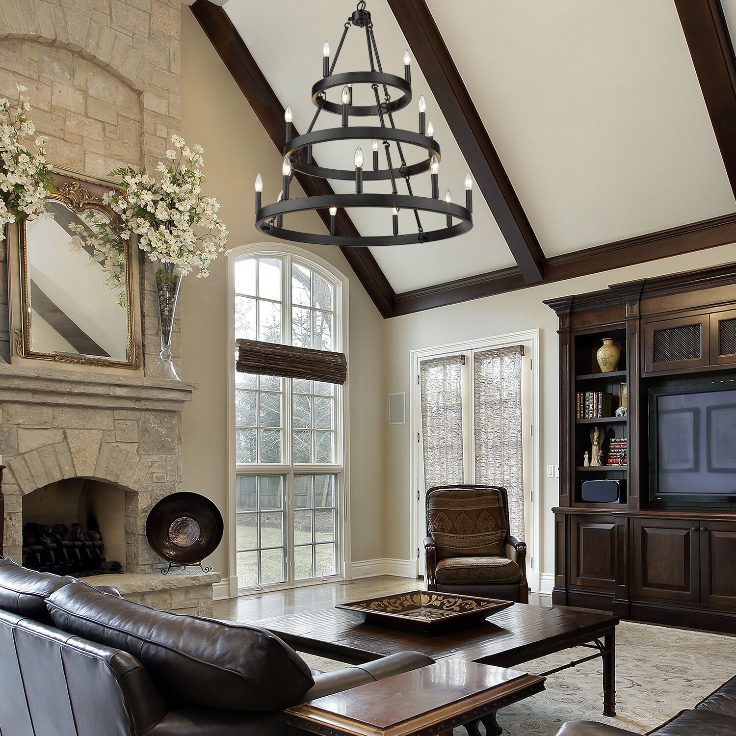 Alastair 18 Light 32 inch Matte Black Chandelier Ceiling Light