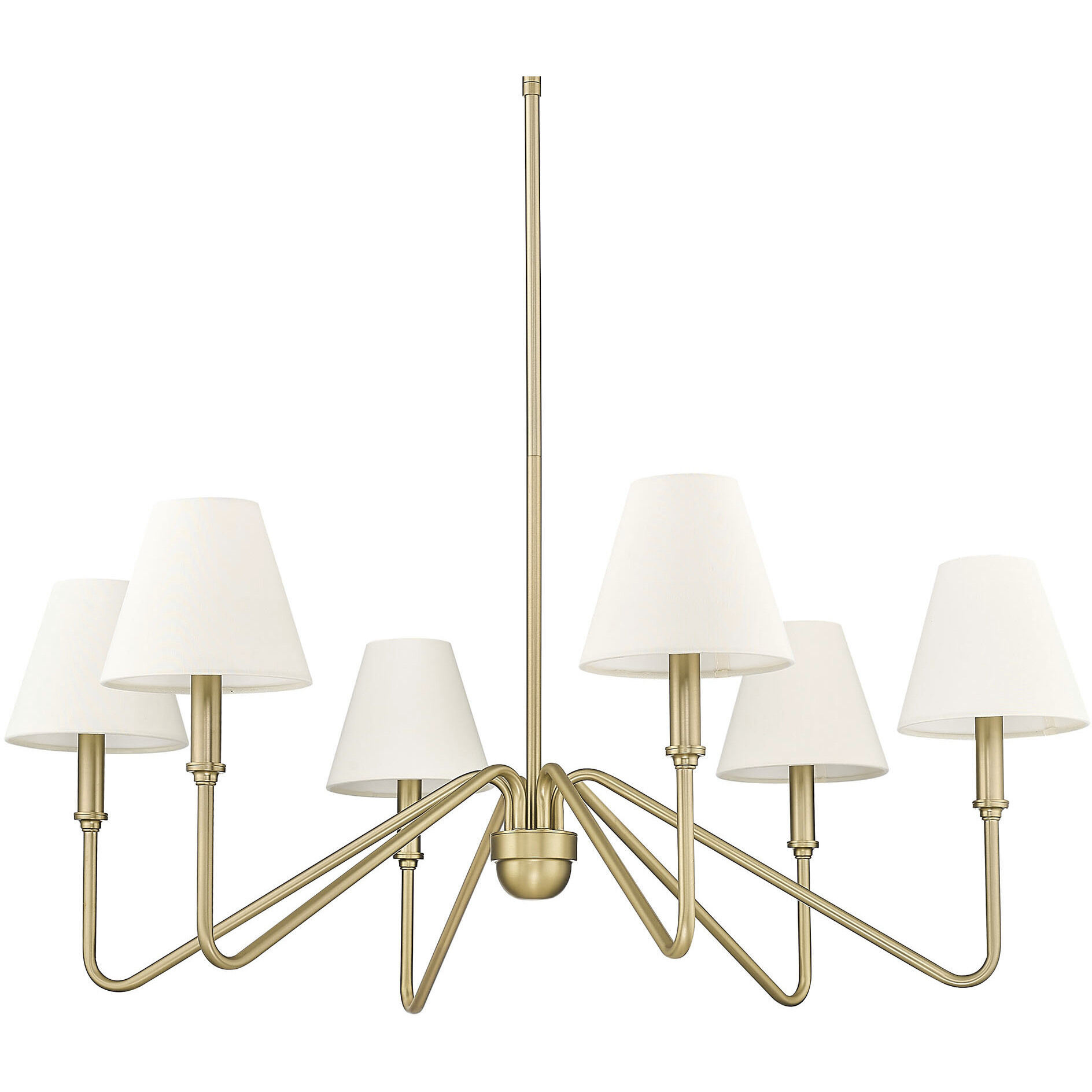 Yep Kennedy 6 Light 29.75 inch Brushed Champagne Brass Chandelier Ceiling Light in Ivory Linen