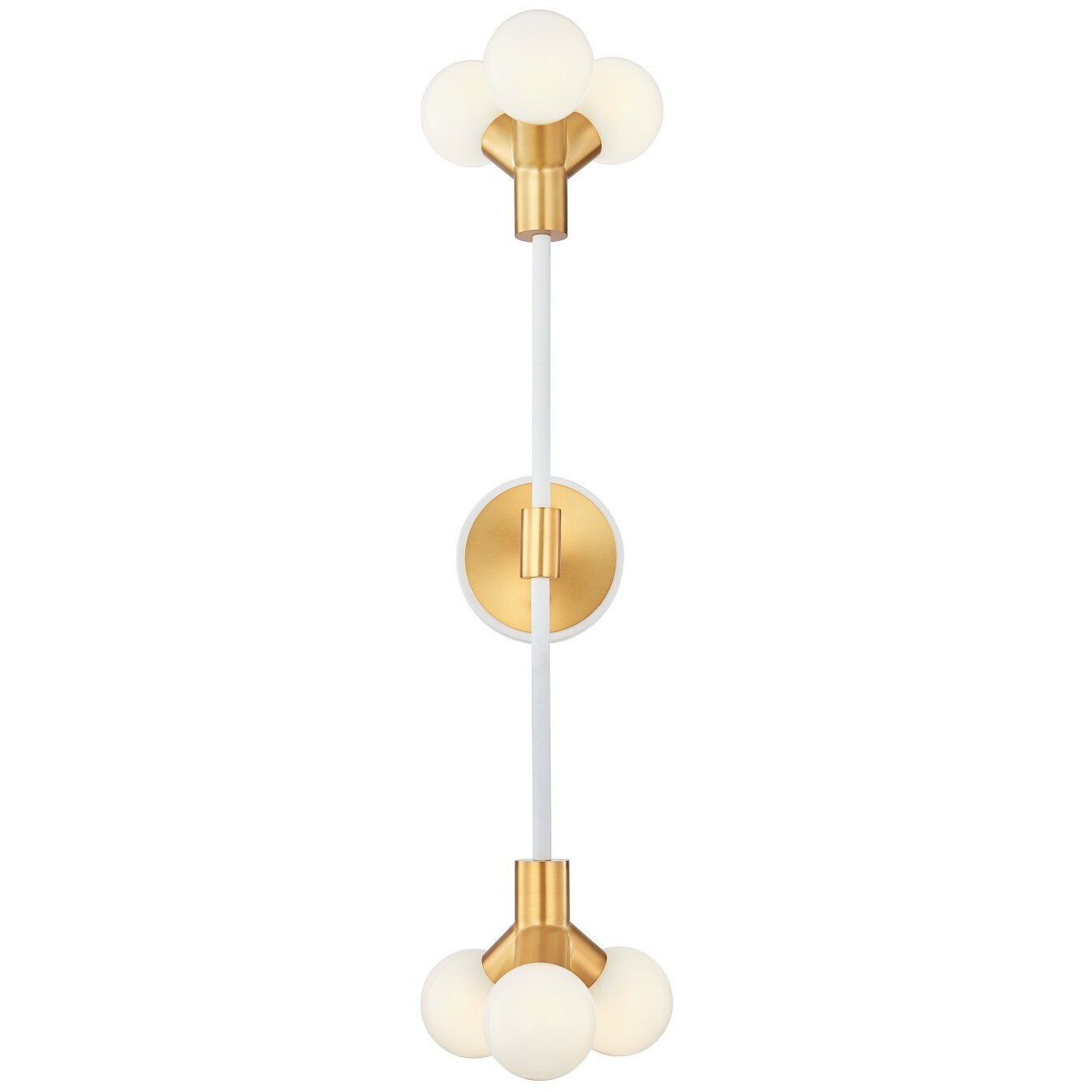 Tres Wall Sconce Wall Light in White And New Brass