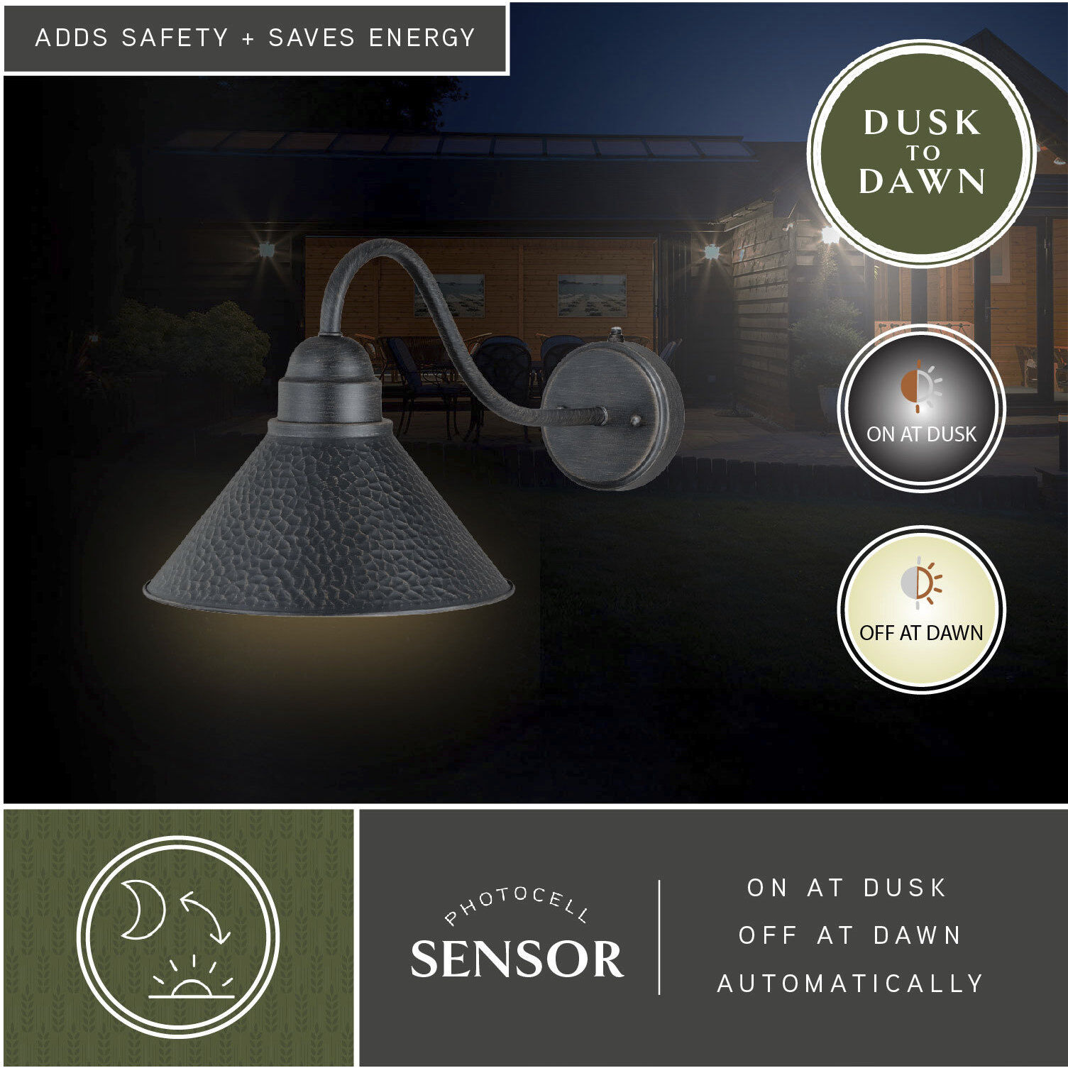 Outland LED 9.5 inch Aged Iron and Light Gold Outdoor Wall