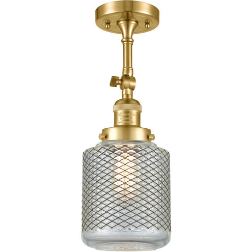 Franklin Restoration Stanton 1 Light 6 inch Satin Gold Semi-Flush Mount Ceiling Light, Franklin Restoration